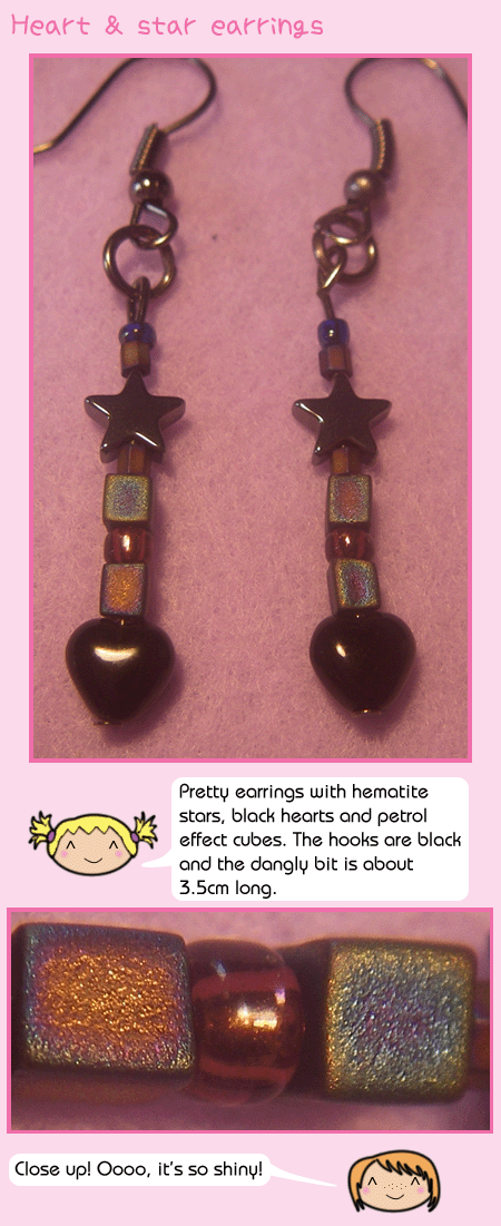 Heart and star earrings