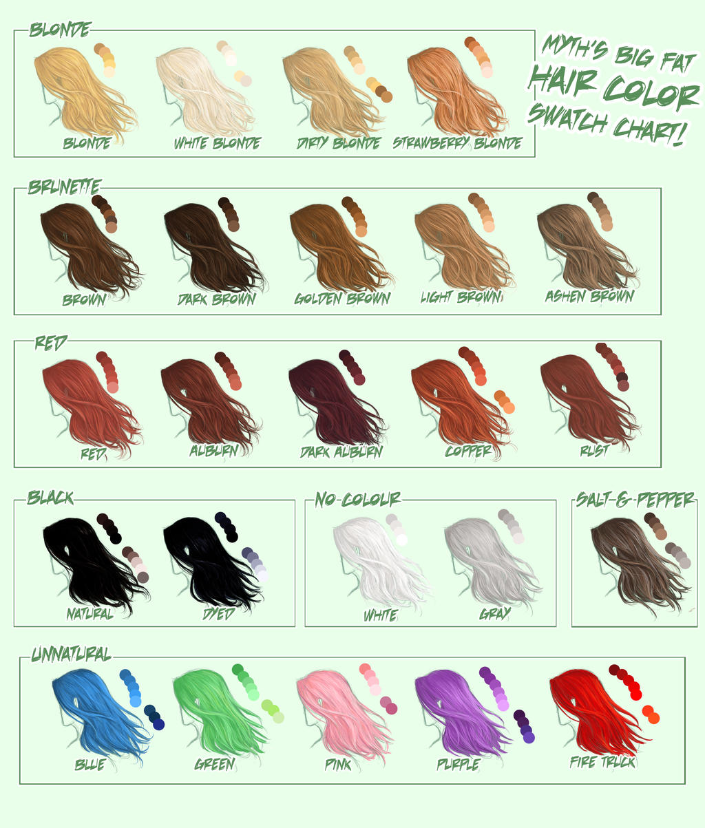 Myth's Big Fat Hair Color Swatch Chart by Mytherea