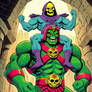 Skeletor sits on huge snakeman's big shoulders