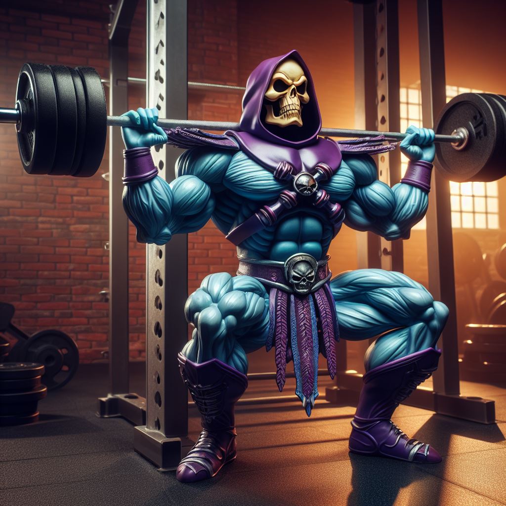 Skeletor with bigger muscles squatting by dragonkingmaster on DeviantArt