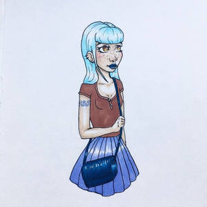 Blue haired girl