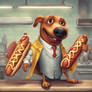 DreamUp Creation: hot dog selling hot dogs