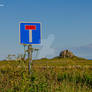 Street sign and Lindisfarne Castle
