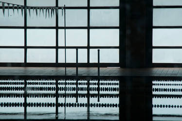 Silhouette of an indoor pool