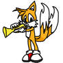 Tails playing the trumpet