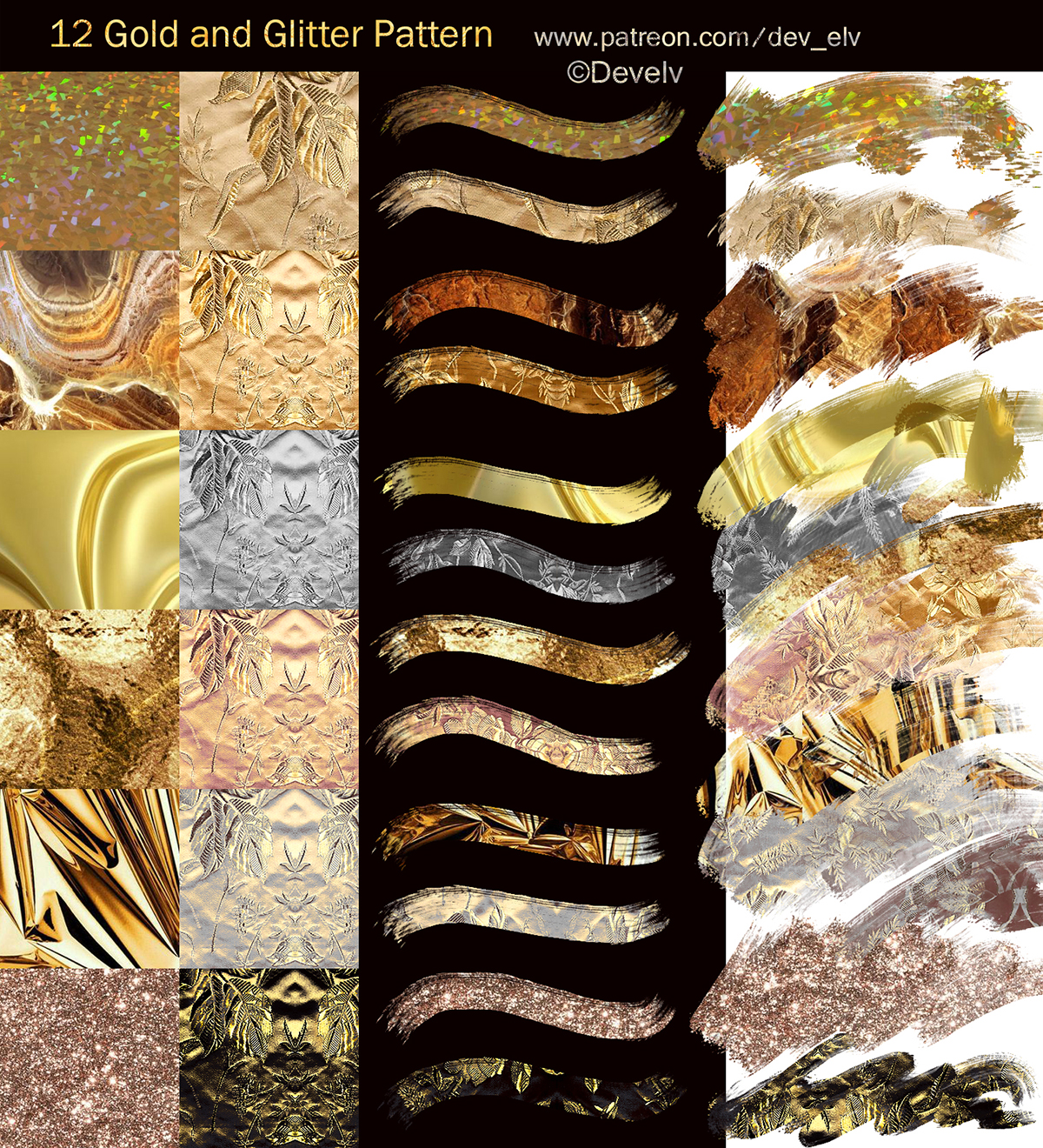 12 Gold and Glitter Pattern pack by Develv on DeviantArt