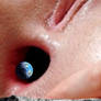 Earth and Moon before Black Hole of mega giantess