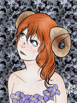 Freckles and horns.