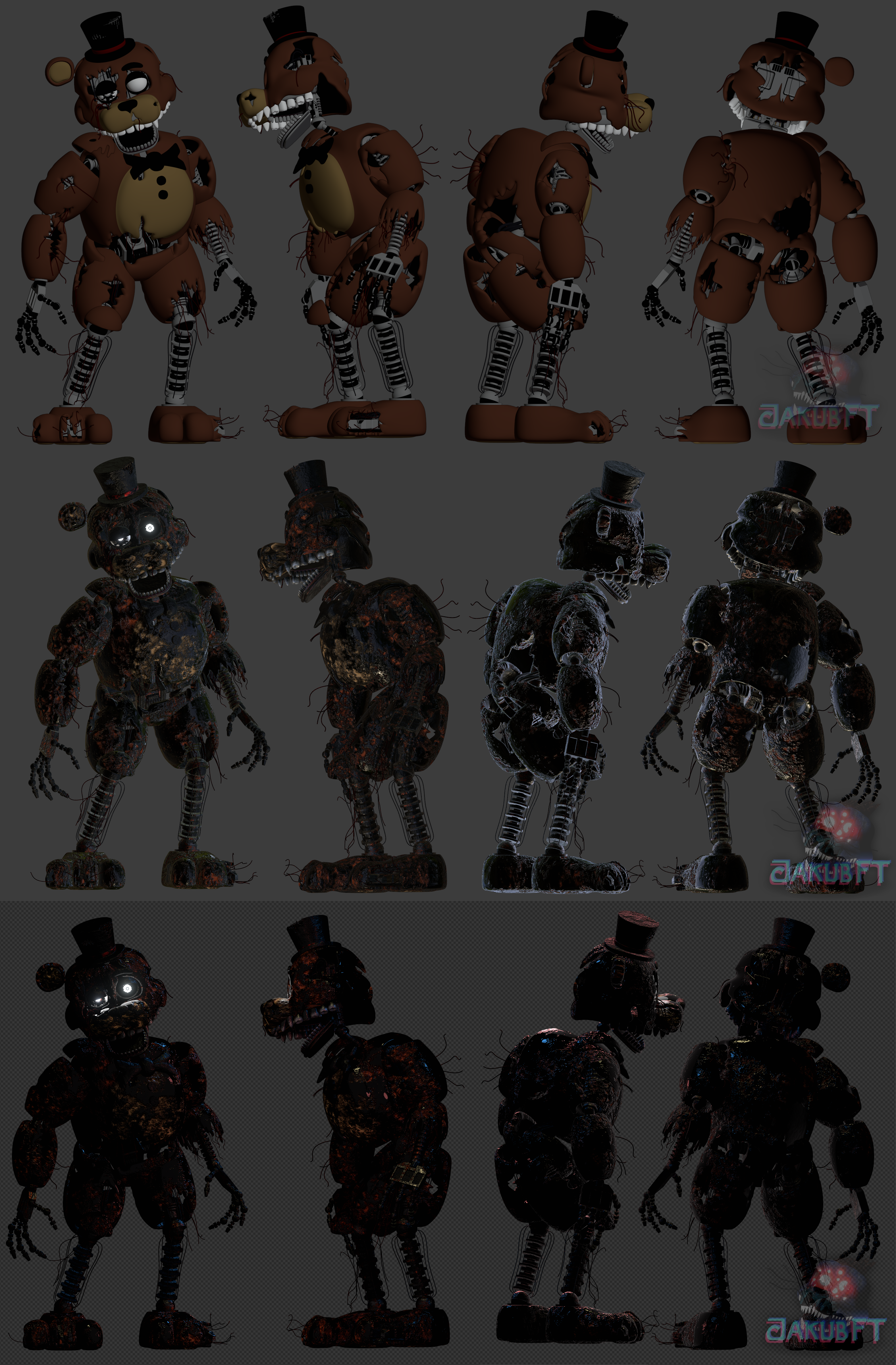 The Joy of Creation Media on X: Ignited Freddy's old design compared to  the (scrapped) new design using the Help Wanted model.   / X