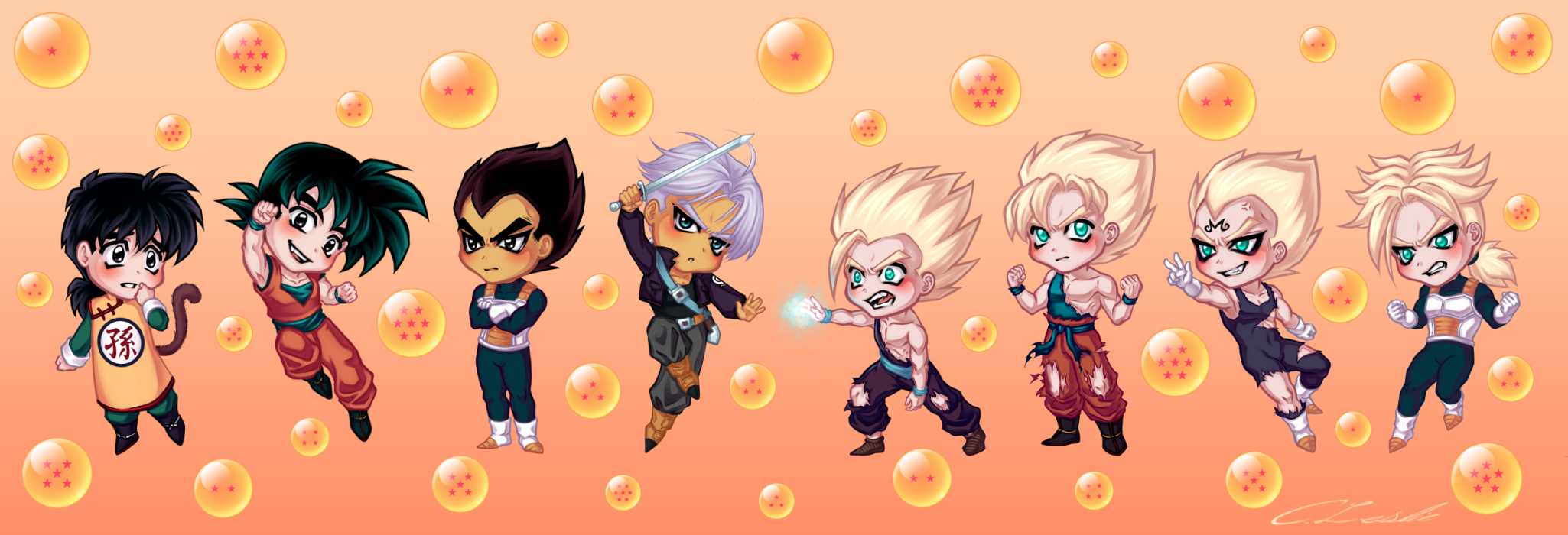 Chibi Db DBZ Saiyan Chibis by Meiseki on DeviantArt