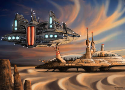 Guild Heighliner arriving to Arrakis