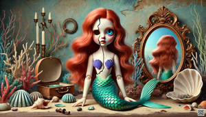 cracked porcelain little mermaid