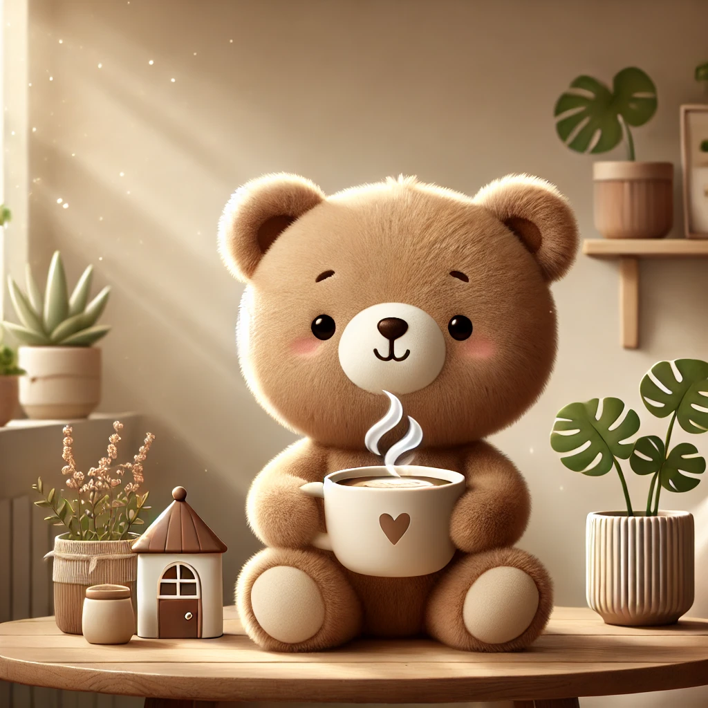 cute bear sitting drinking coffee by A r k l i t e on DeviantArt
