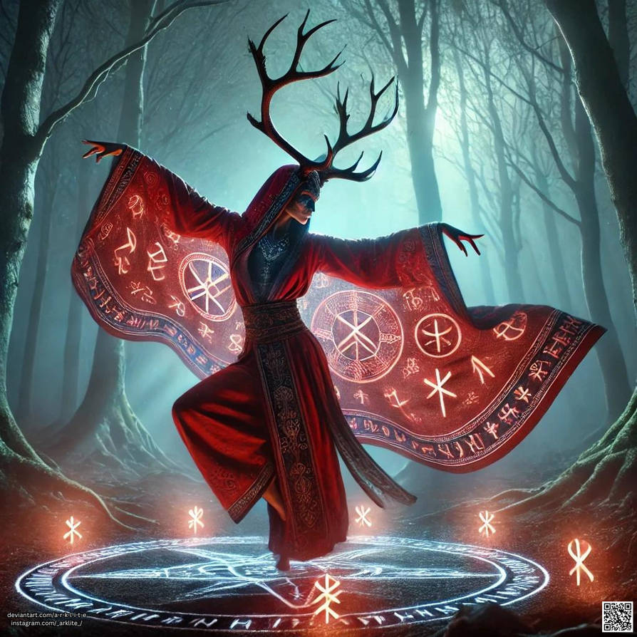 Runi Shaking Hand runic shaman with antlers performing ritual dance by A-r-k-l-i-t-e on ...