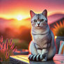 A animated sunset cat