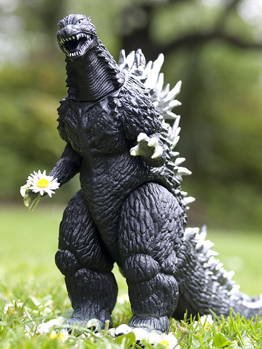 Godzilla with flower