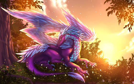 Comission Dragon sunset to Saphirafafnar