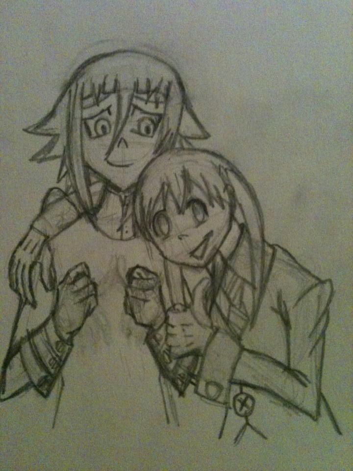 Maka and Crona hugs! (Sketch)