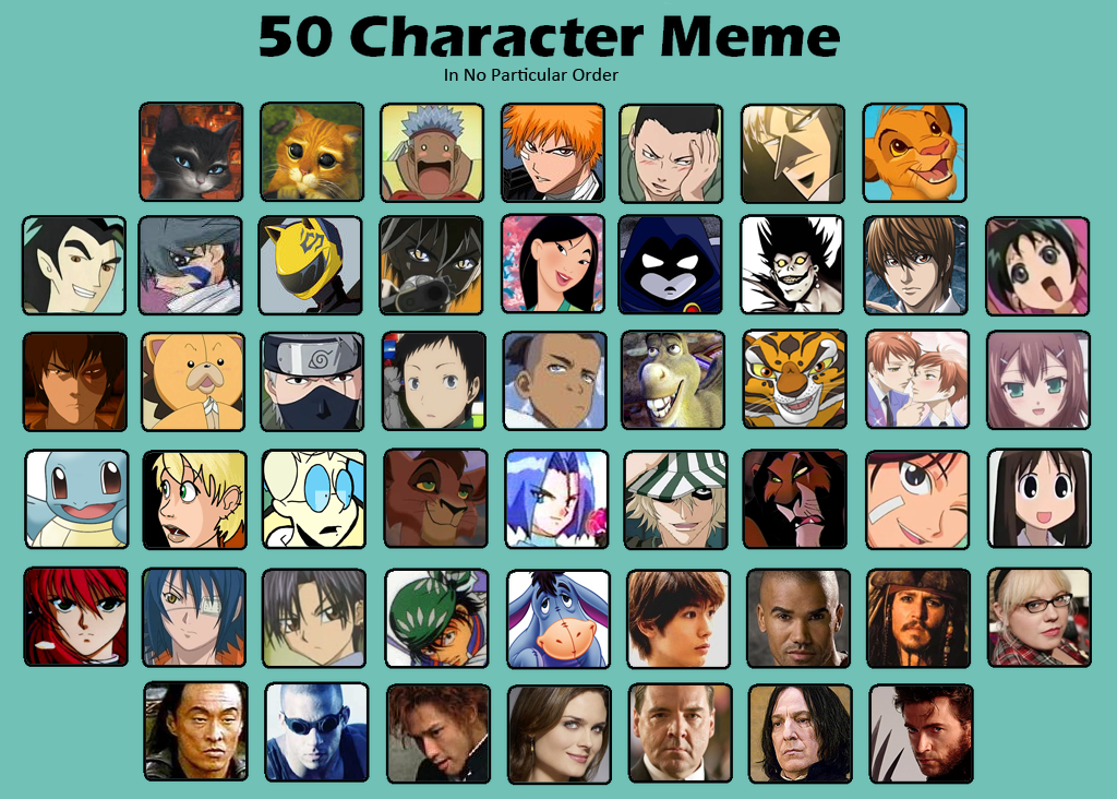 Meme Chacter 50 Character Meme by Kailakin on DeviantArt