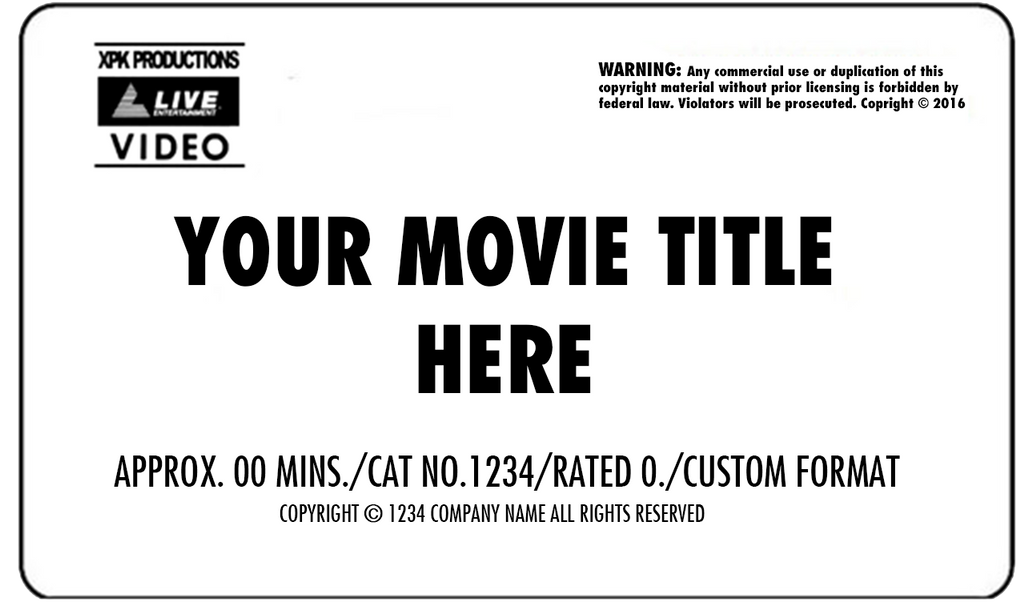 XPK Prods./LIVE custom VHS Label (2016 Update) by x-manthemovieguy on ...
