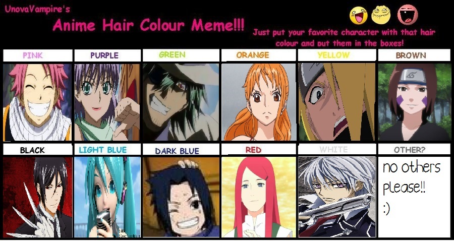 Anime Hair Colour Meme by An-ANIME-artist on DeviantArt