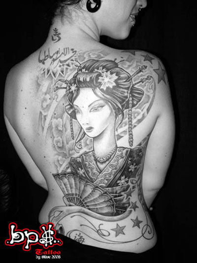 Geisha tattoo back piece