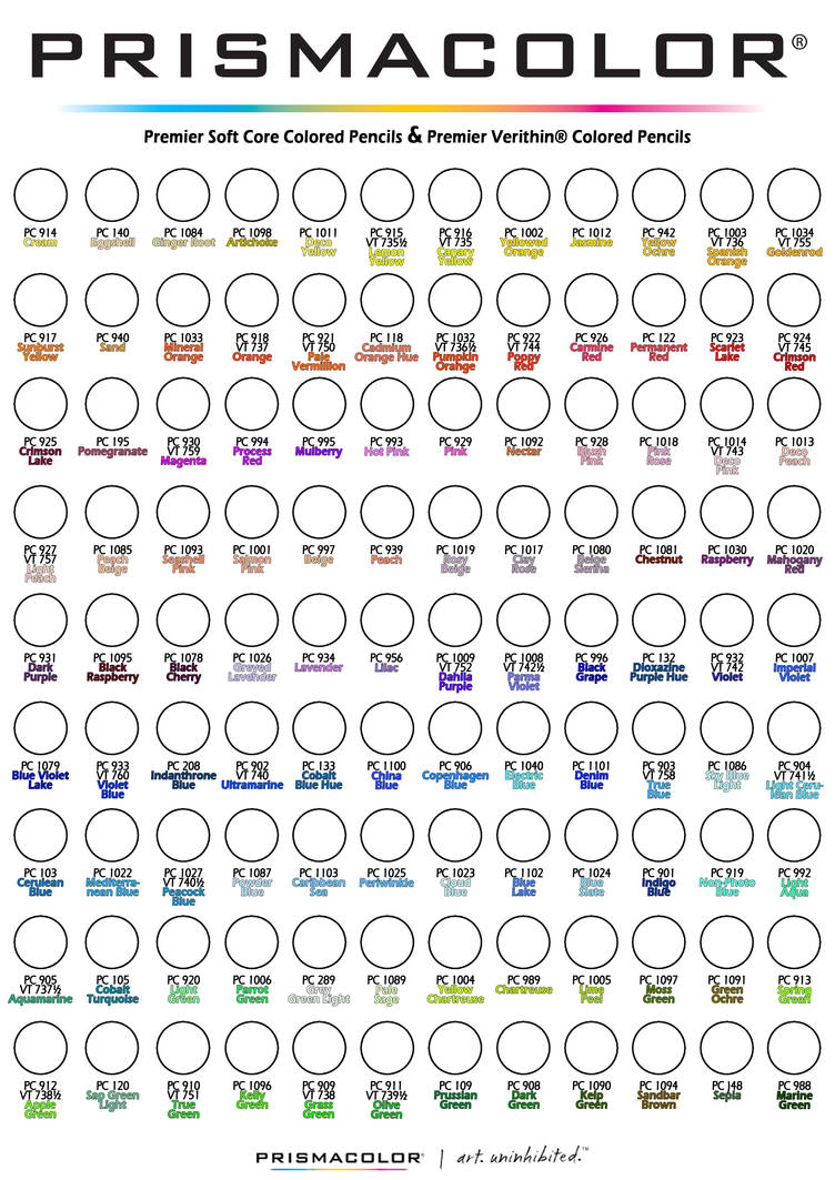 Prismacolor Color Chart 150 Part 1 / 2 by everdeen77 on DeviantArt