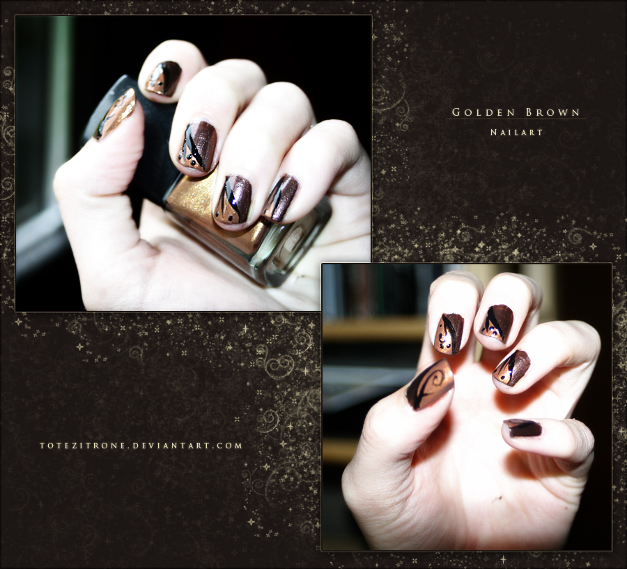 Golden Brown - Nailart