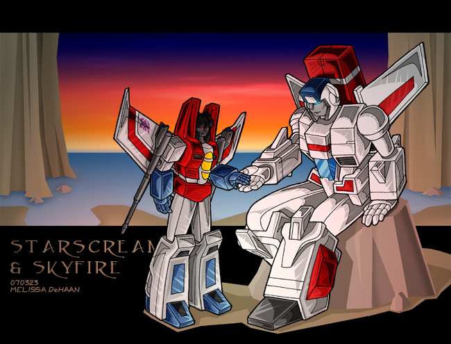 Starscream and Skyfire, sunset