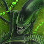 Alien Xenomorph Green Goo - Acrylic Painting