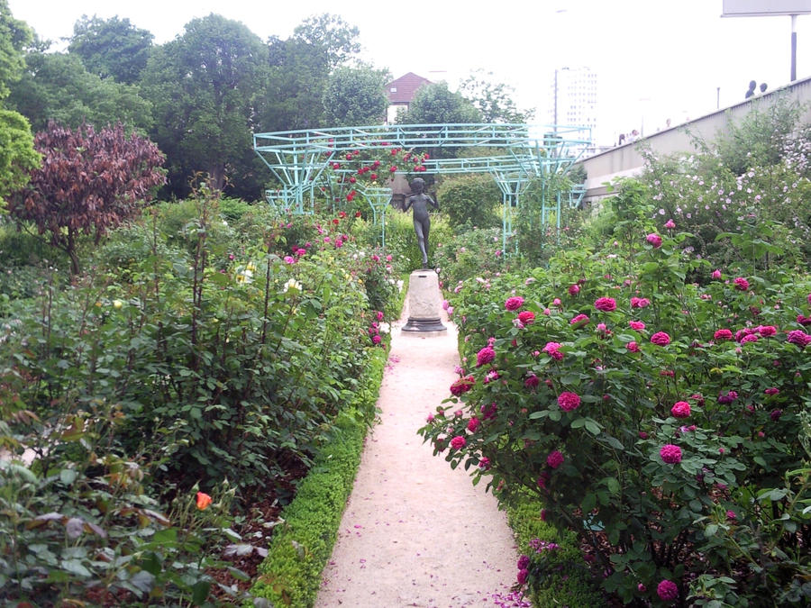 Garden path to a statue