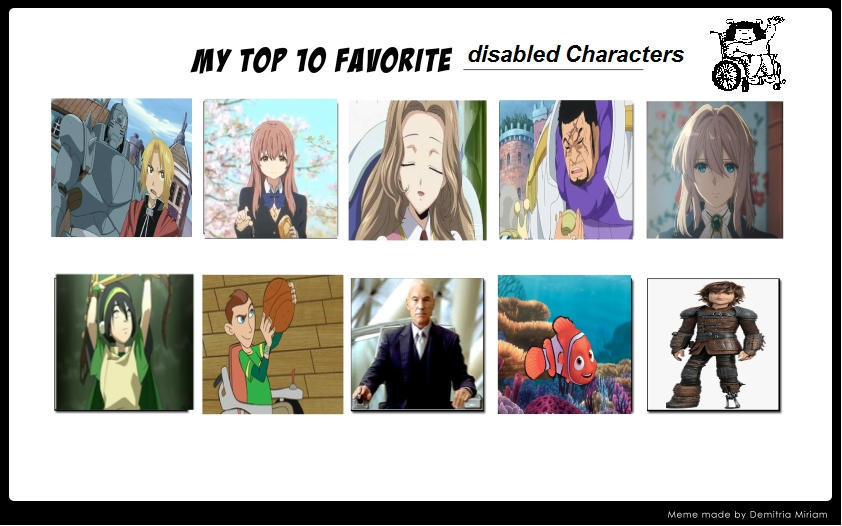 Handicapped Characters Top 10 Favorite Disabled Characters by Kdreamer92 on DeviantArt