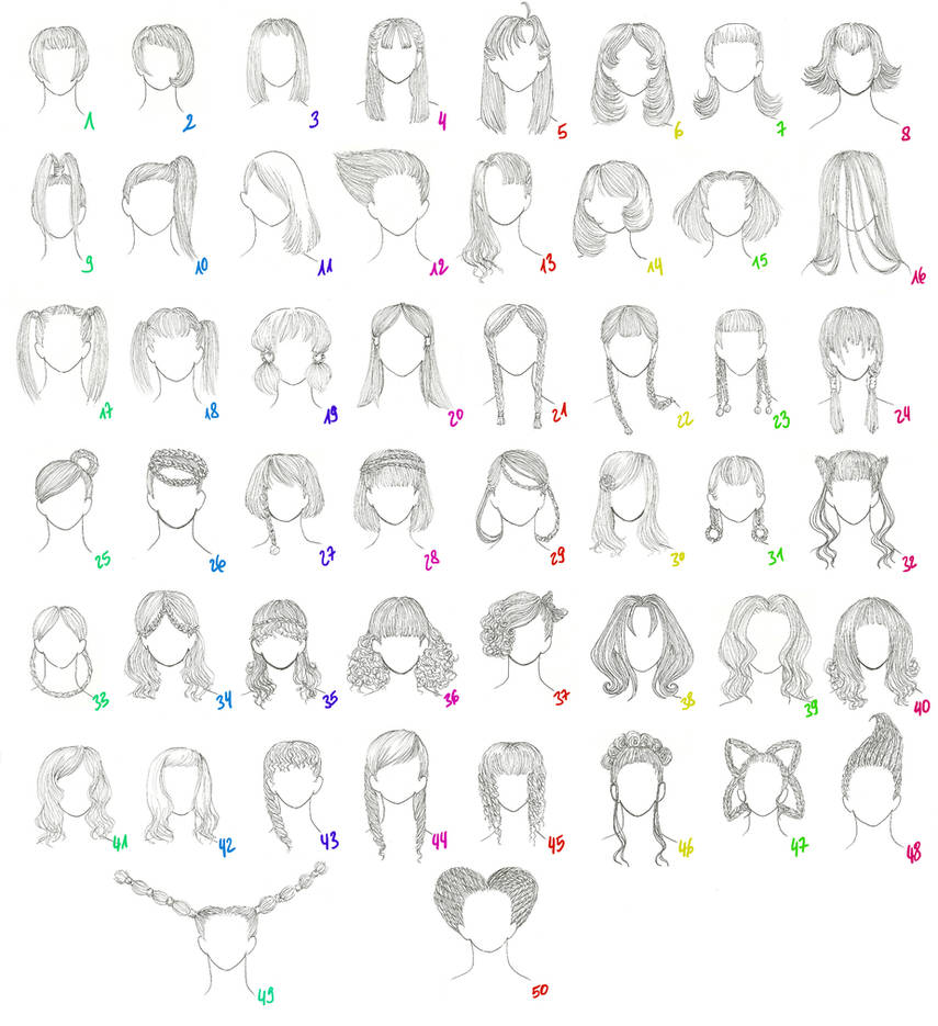 Anime Hairstyles Female Hair Reference  Long hair drawing, Curly hair  drawing, Anime girl hairstyles