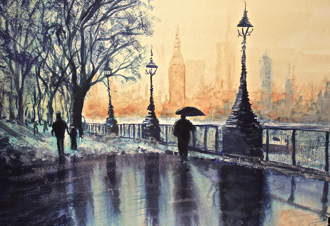 Blue monday - Watercolour painting of london