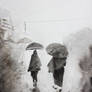 Watercolour Rain Painting 'Caught in the rain'