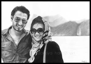 The lovebirds commission graphite drawing