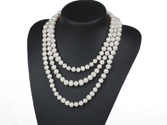 White Freshwater Pearl Beaded Knotted Necklace