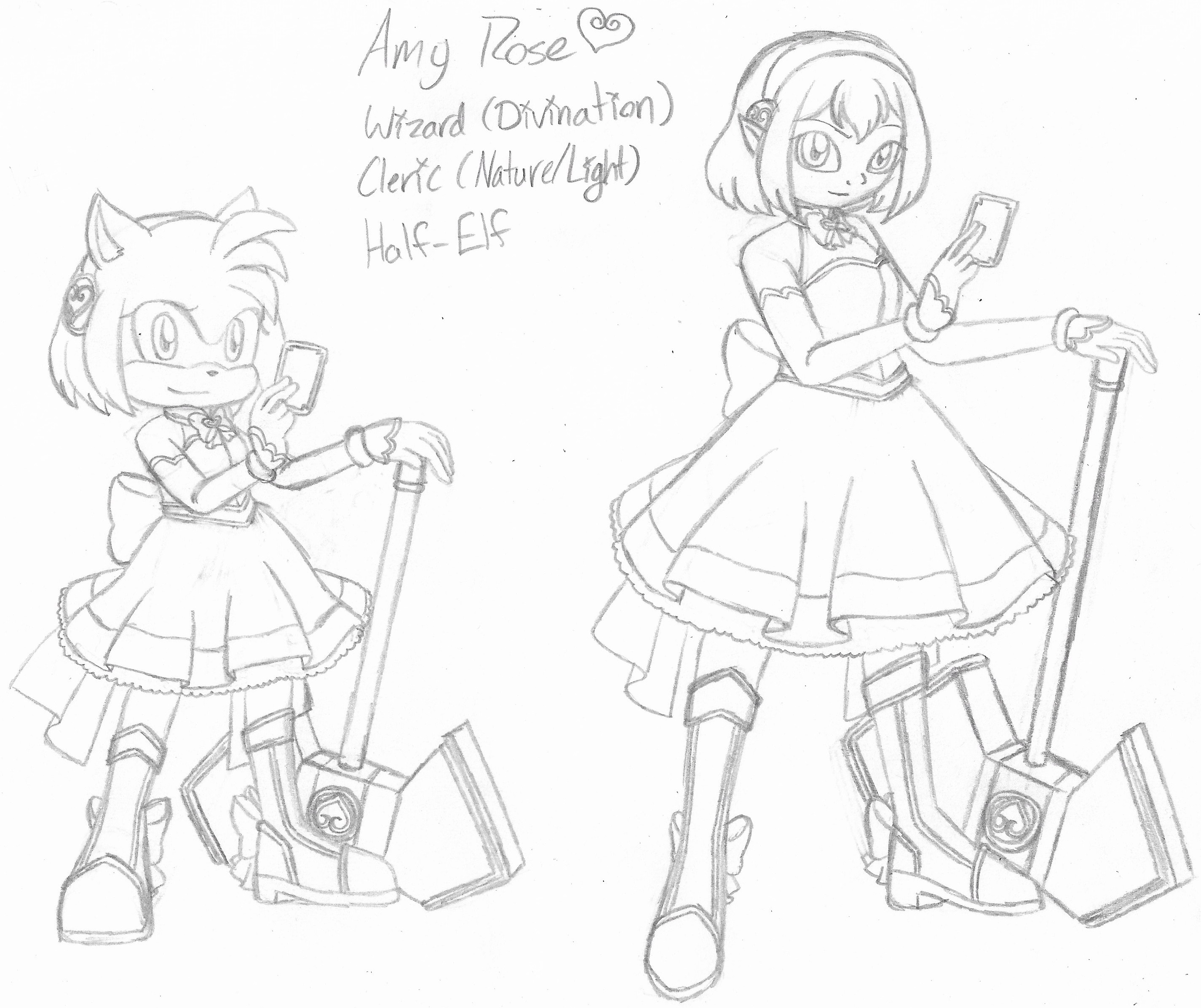 Amy Rose with a Piko Piko Hammer coloring pages, Sonic the Hedgehog  coloring pages 