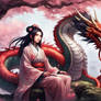 Japanese dragon of the sakura Forrests and his gei