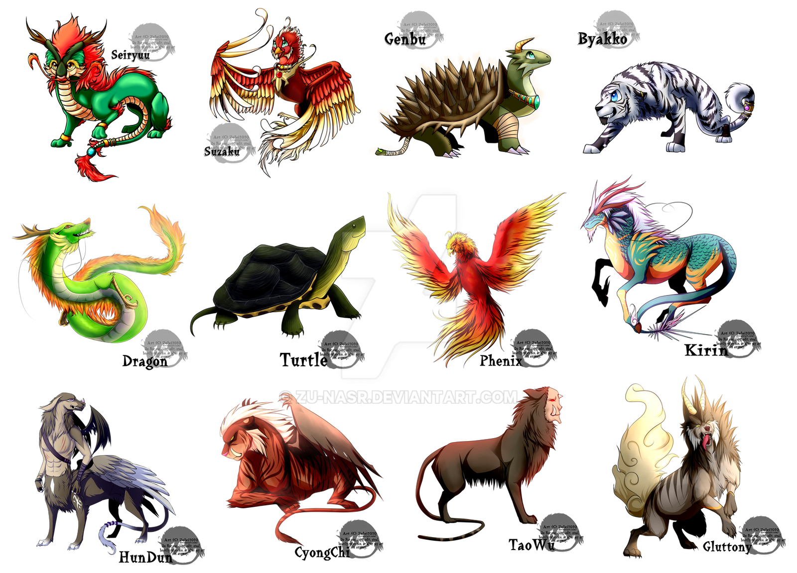 12 Chinese Mythical Beasts By Zu Nasr On Deviantart