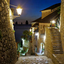 Narrow medieval street in Saxaltum