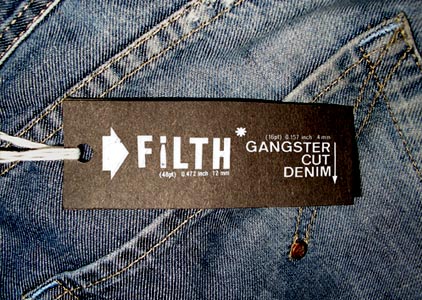 'filth' denim tag