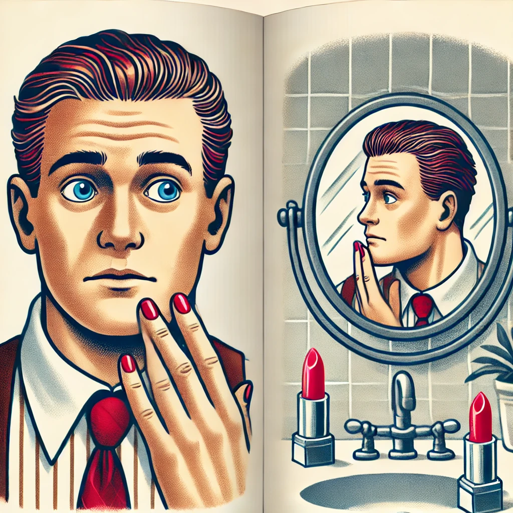 A stylized illustration of a man with a clean-shav