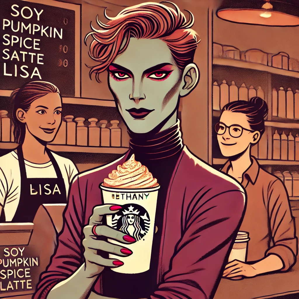 A stylized illustration of an androgynous figure w