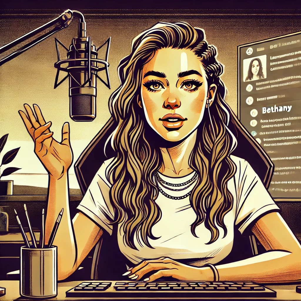 A stylized illustration of a fully female Bethany