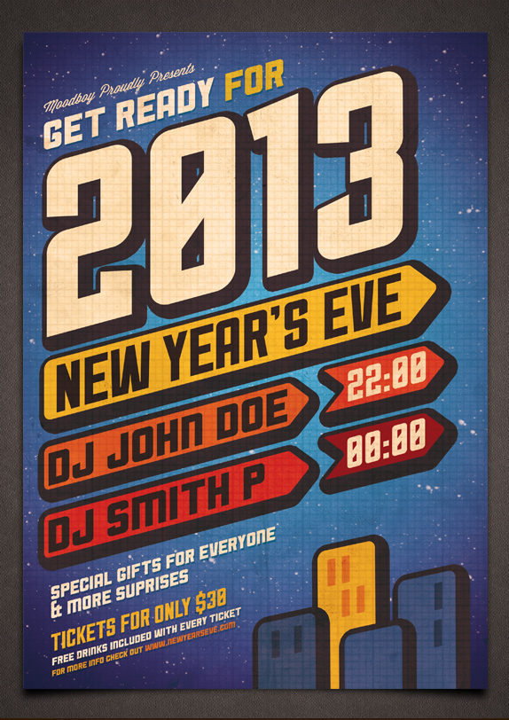 New Years Eve Party Poster (Hi Res PSD Available)