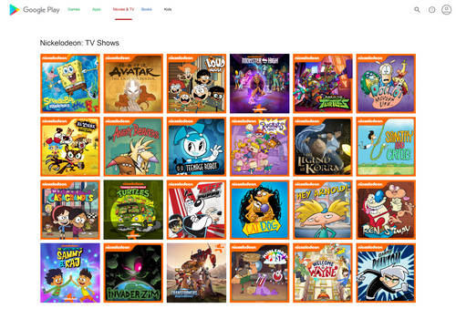 Nickelodeon: TV Shows Available of Google Play