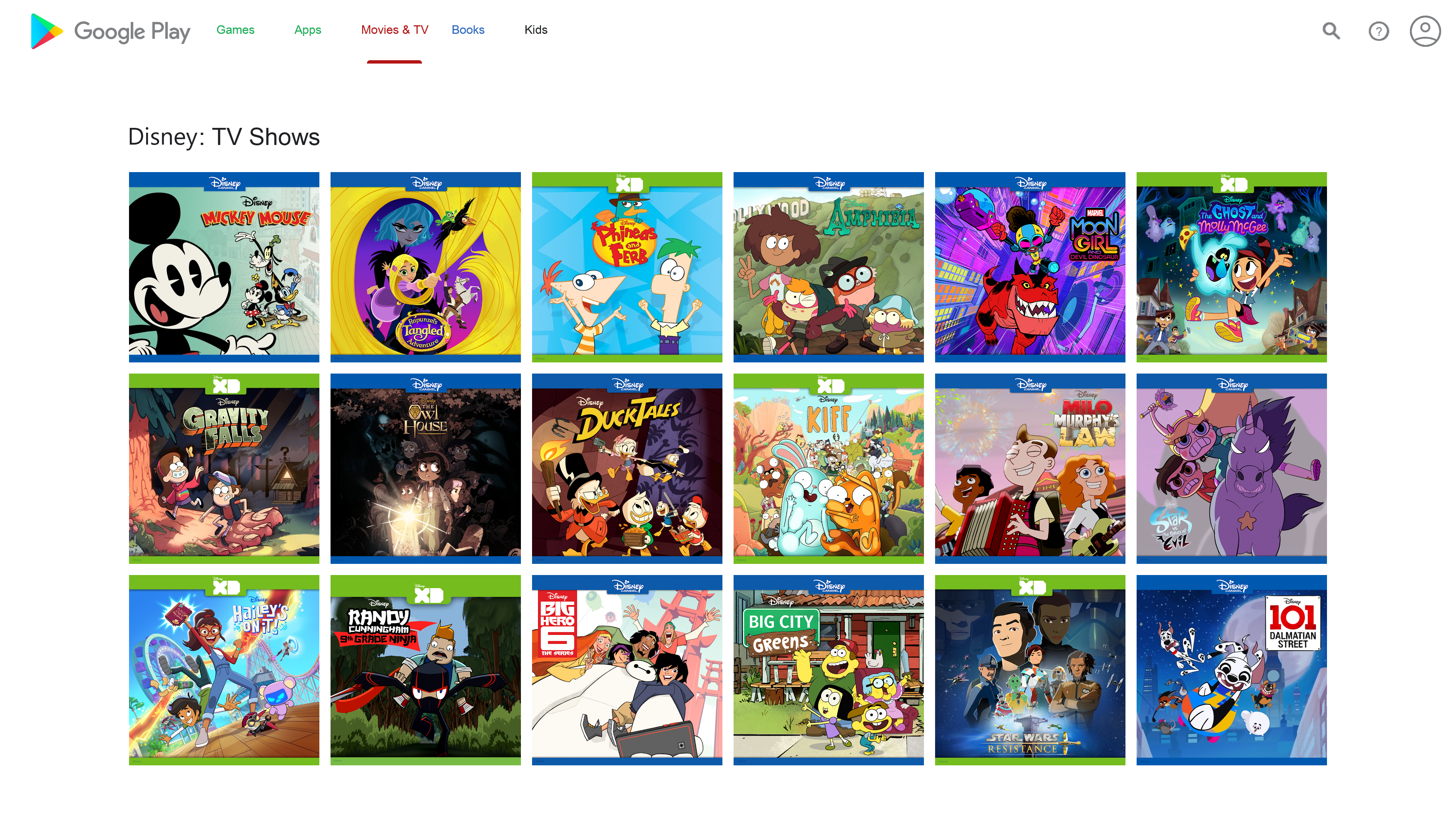 Disney: TV Shows Available of Google Play by Tagirovo on DeviantArt
