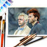 Aziraphale and Crowley watercolor