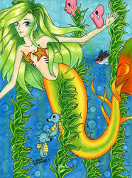 Mermaid with Pokemon Friends